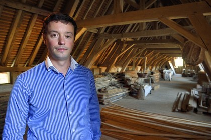 France, Allier (03), former province of Bourbonnais, Chapeau, Laurent Poirier owner of the Chateau de la Cour (15th century to late 16th century) and frame of the old granary