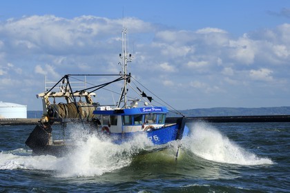 France, Seine-Maritime (76), Le Havre, sortie en mer d'un bateau de pêche