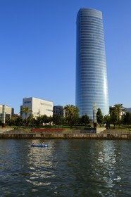 Spain, Basque Country Region, Vizcaya Province, Bilbao, Iberdrola Tower by Argentine architect Cesar Pelli is a skyscraper of 165 meters