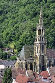 France, Haut-Rhin (68), Route des vins d'Alsace, Thann, la collégiale Saint-Thiebaut du XIVème siècle