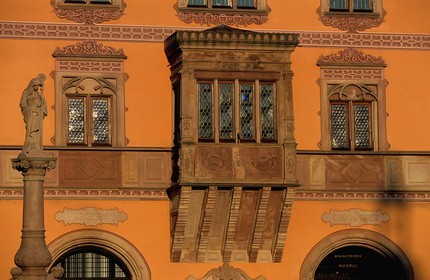 France, Bas Rhin, Village of Obernai, Town hall, Saint Odile Fountain and Market place