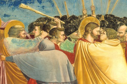Italy, Veneto, Padova, Scrovegni Chapel, frescoes by Giotto (Judas's kiss and Saint Peter trying to kill him)