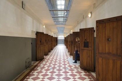 France, Rhone, Lyon, Montluc Prison Memorial, cell doors from the ground floor
