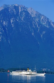 France, Haute Savoie, paddleboat Italy on the Geneva lake (Leman lake)