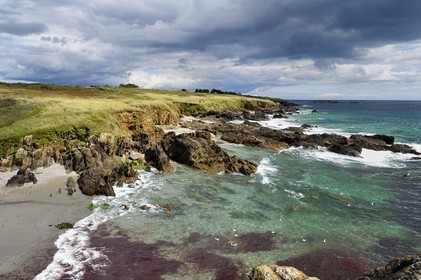 France, Finistere (29), Moelan sur Mer, the coast between Kerfany les Pins and the beach of Trenez along the GR 34 hiking trail or sentier des douaniers (customs trail)