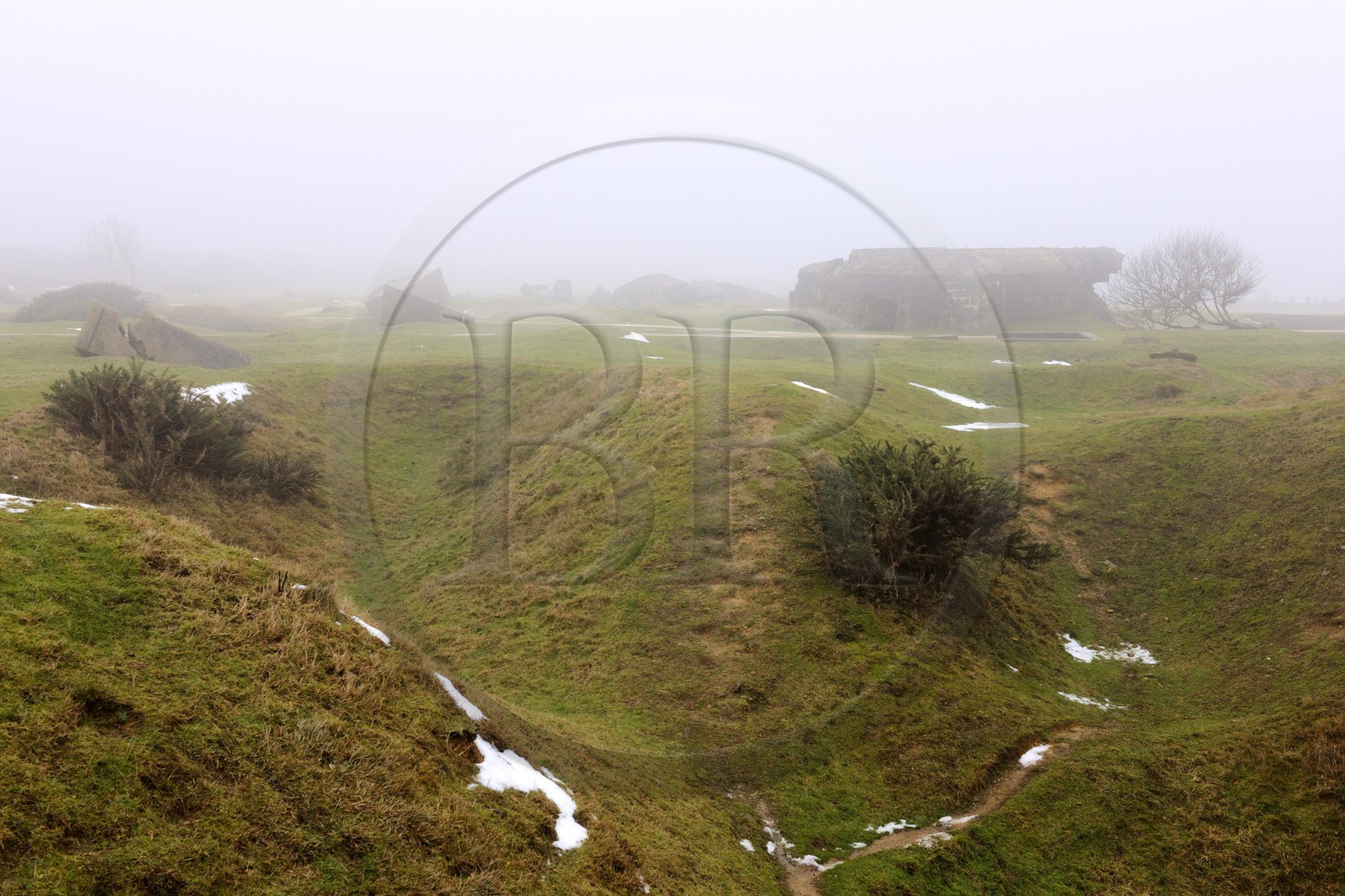 France, Calvados (14), Grandcamp-Maisy, blockhaus de la Pointe du Hoc