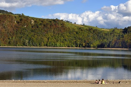 France, Ardeche, parc naturel regional des Monts d'Ardeche (Regional natural reserve of the Mounts of Ardeche), Mezenc Massif, Lac d'Issarles, a Maar-type volcanic lake