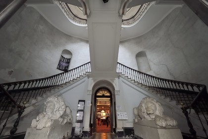 France, Corse du Sud, Ajaccio, the Fesch library main staircase in the Fesch palace