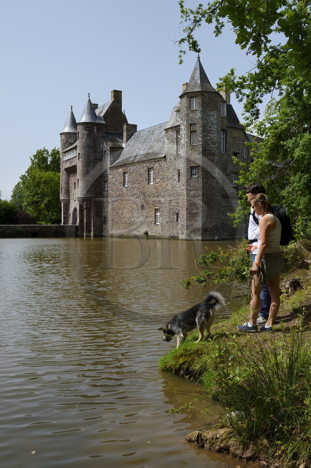 France, Morbihan (56), forêt de Brocéliande, château de Trécesson, lieu de la légende de la Dame Blanche