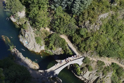 France, Ardeche, Thueyts, the Pont du Diable (the Devil's Bridge) in the upper valley of the Ardeche River