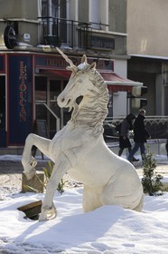 France, Manche (50), Cotentin, Saint-Lô, sculpture de Licorne emblème de la ville