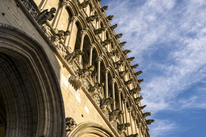 France, Côte-d'Or (21), Dijon, zone classée Patrimoine Mondial de l'UNESCO, église Notre Dame, gargouilles en facade