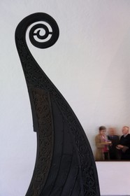 Norvège, Oslo, presqu'île de Bygdoy, musée des Bateaux vikings, le drakkar d'Oseberg (9ème siècle), détail