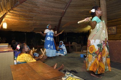 France, Mayotte island (French overseas department), Grande-Terre, Kani-Keli, N’Gouja beach, ecolodge at the Maoré Garden, demonstration of maoré traditional music and danses