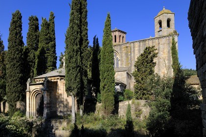 France, Aude, Fonfroide cistercian Abbey, the back of the church