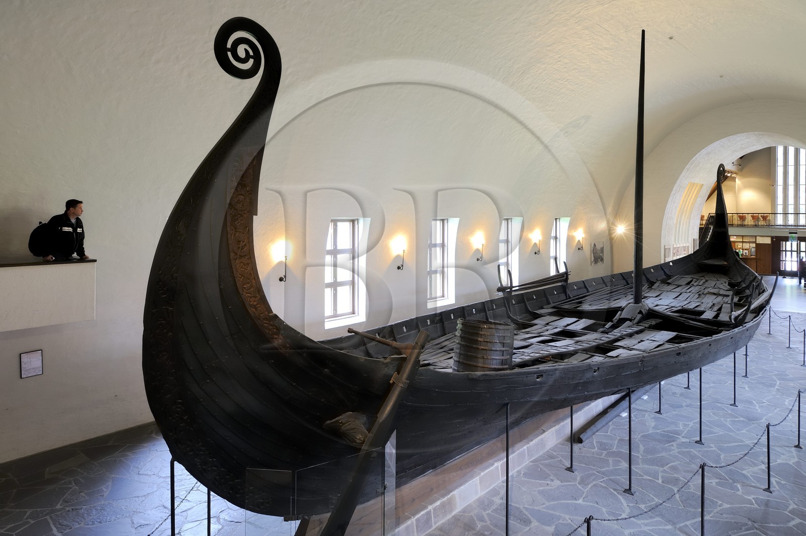 Norvège, Oslo, presqu'île de Bygdoy, musée des Bateaux vikings, le drakkar d'Oseberg (9ème siècle)