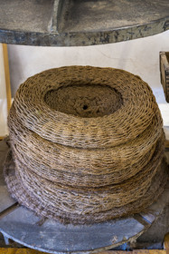 France, Drome, Drome provencale, Nyons, La Scourtinerie, the last scourtin factory in Provence, traditional coconut fiber filters used in olive oil making
