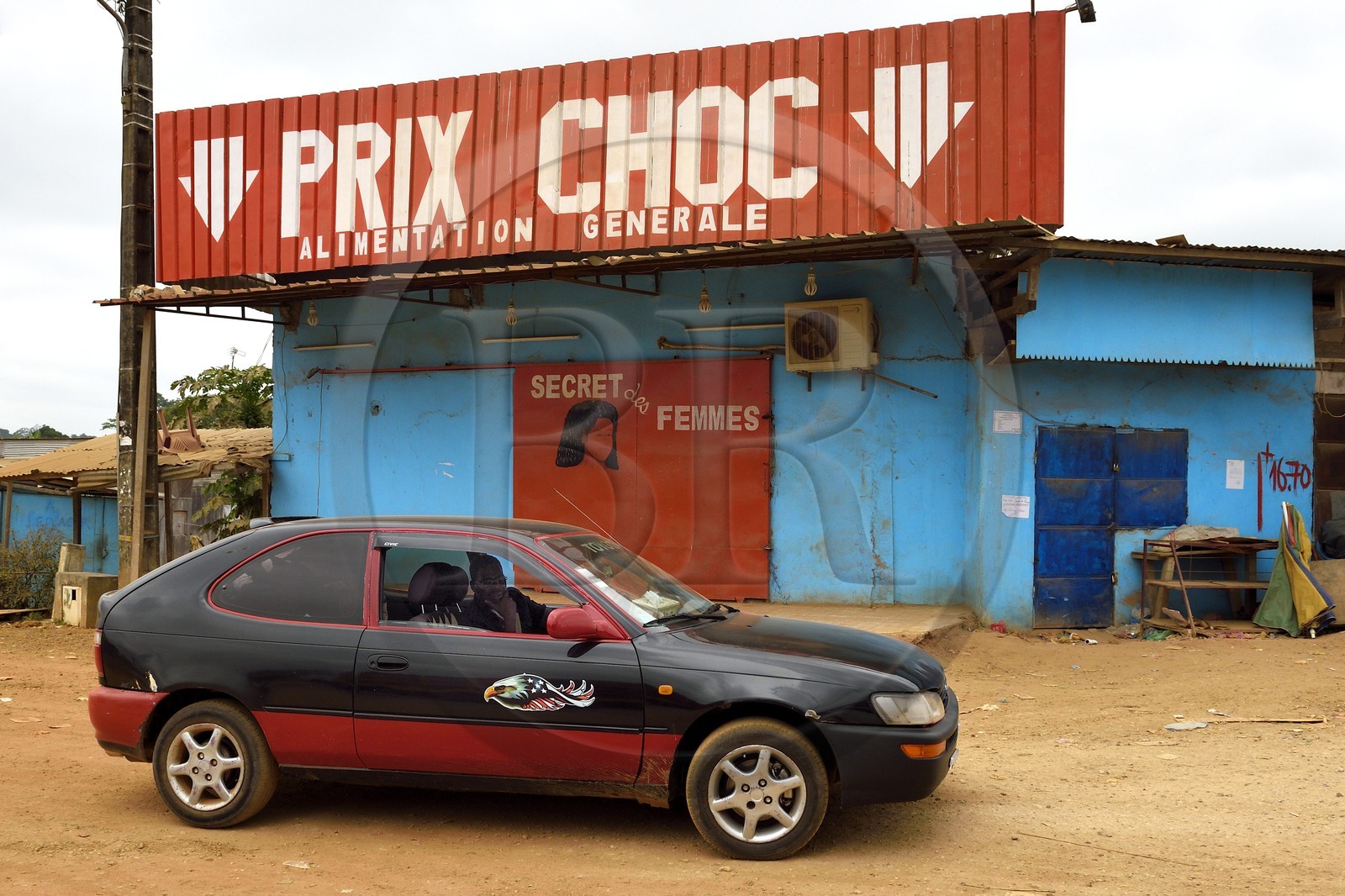 Gabon, Estuaire Province, store in a small town along the Route National 1 (state highway)