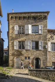 France, Haute-Loire (43), Pradelles, labelled Les Plus Beaux Villages de France (The Most Beautiful Villages of France) on the Robert Louis Stevenson Trail (GR 70), Private mansion of the Ribains family in Spanish Renaissance style