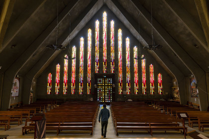 France, Loire-Atlantique (44), Saint-Nazaire, l'église Saint-Gohard typique de la Reconstruction réalisée par l'architecte André Guillou entre 1954 et 1955