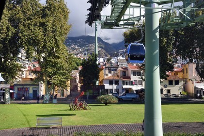 Portugal, Madeira Island, Funchal, the cable car that connects the historic district in the lower town to the tropical garden in the heights