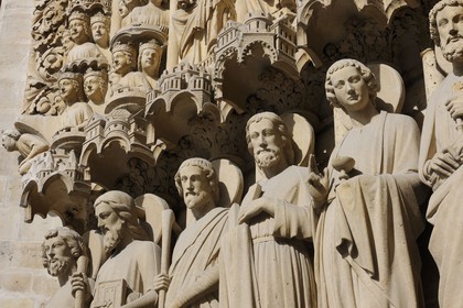 France, Paris, ile de la Cite, Notre-Dame Cathedral, portal of the Last Judgement