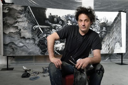 France, Val-de-Marne (94), Yvry-sur-Seine, Atelier de Fred Kleinberg, travail pour l'exposition Odyssée