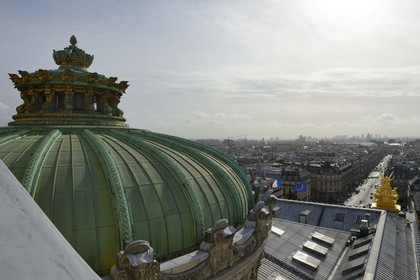 France, Paris (75), Opéra Garnier, la coupole de la rotonde principale et l'avenue de l'Opéra