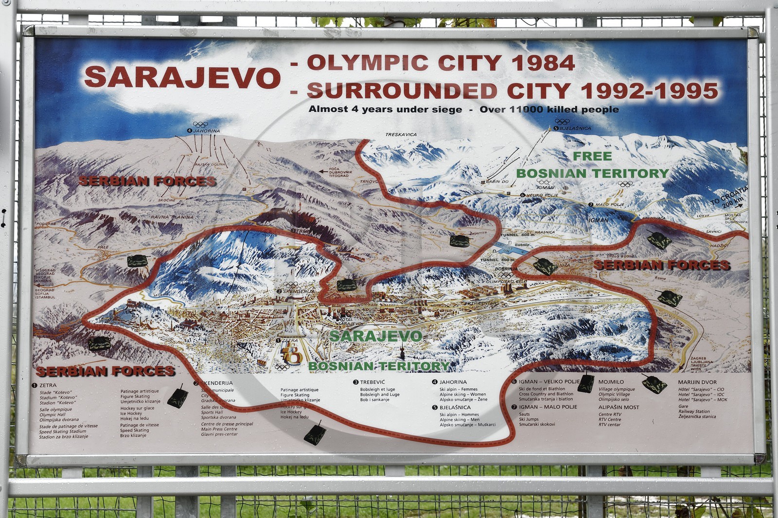 Bosnie-Herzégovine, Sarajevo, musée du Tunnel de Sarajevo, carte du siège de la ville entre 1992 et 1996