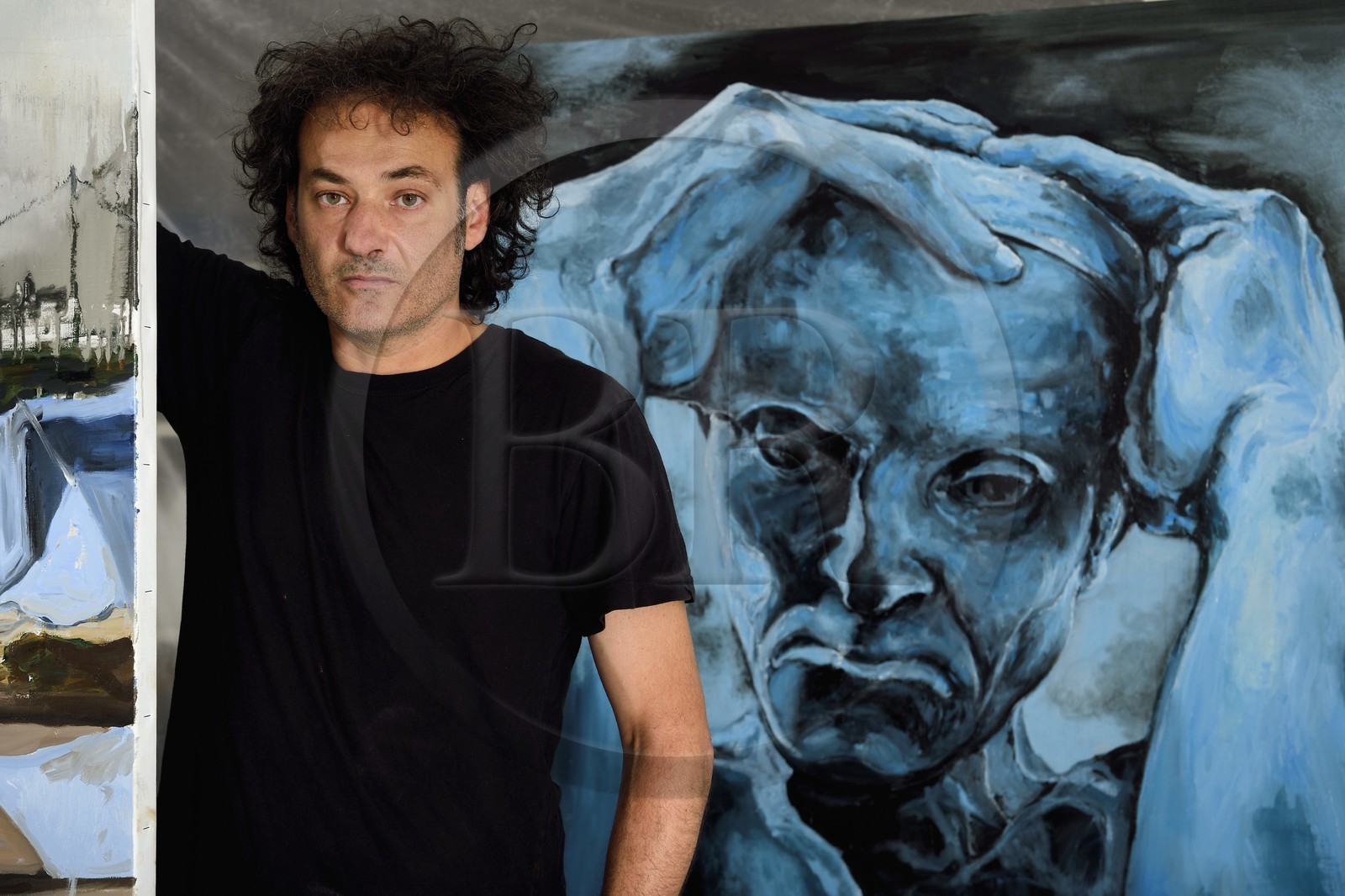 France, Val-de-Marne (94), Yvry-sur-Seine, Atelier de Fred Kleinberg, travail pour l'exposition Odyssée