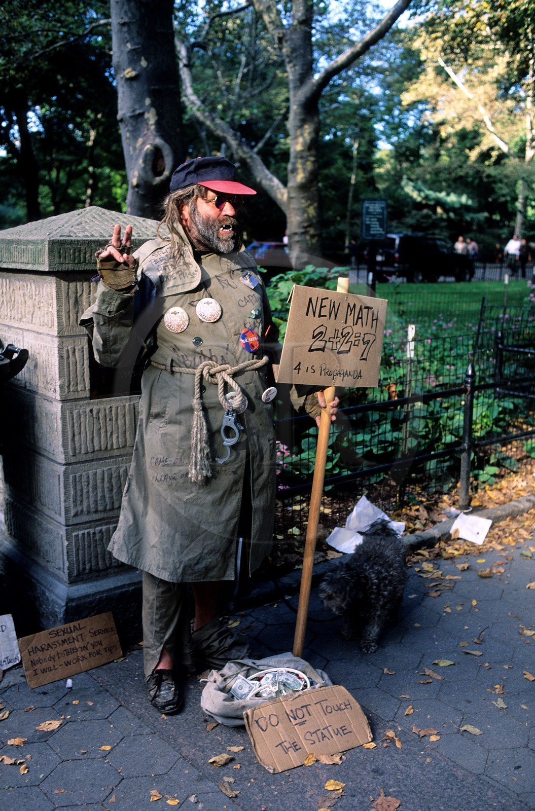Etats-Unis, New York, Manhattan, Central Park, SDF illuminé