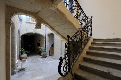 France, Hérault (34), Montpellier, l'escalier de l'Hôtel de Magno rue du Bayle