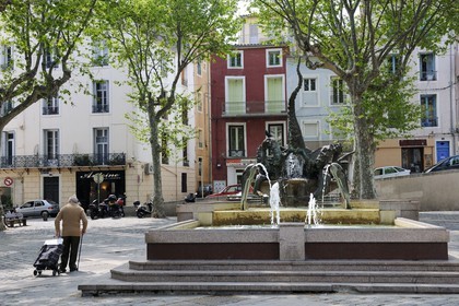 France, Hérault (34), Sète, place Léon Blum, fontaine le Poufre création de l'artiste Pierre Nocca