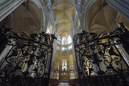 France, Seine Maritime, Rouen,  Church of Saint Ouen (12th–15th century), the choir is closed by grilles forged in 1740 1749 by Nicolas Flambart