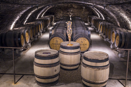 France, Côte-d'Or (21), les climats de Bourgogne classés Patrimoine Mondial de l'UNESCO, Beaune, les caves de la Maison Patriarche, société viticole de négociant-éleveur, parsemées d'oeuvres d’art contemporain de la galerie In Situ, Venus d'Octobre (2008) de l'artiste Alessandro Montalbano