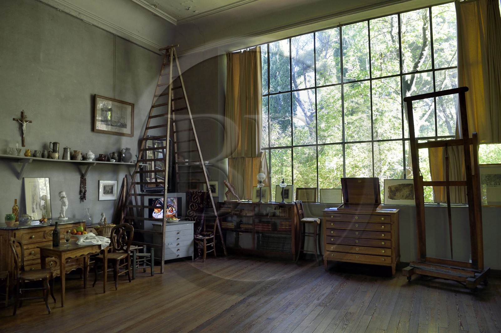 France, Bouches-du-Rhône (13), Aix en Provence, Atelier de Paul Cézanne sur la colline des Lauves avec le mobilier et les accessoires dont il se servait, mention obligatoire
