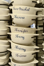 France, Finistere, Cornouaille, Concarneau, Ville Close (fortified town), sale of souvenir bowls