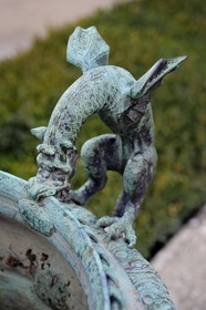 France, Yvelines, parc du Chateau de Versailles, listed as World Heritage by UNESCO, detail d'un des vases en bronze entourant le château