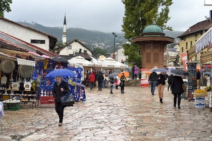 Bosnia and Herzegovina, Sarajevo, Bascarsija district in the old town, Sebilj place or Fountain Square