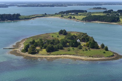 France, Morbihan, Gulf of Morbihan (Golfe du Morbihan), Brannec island (aerial view)