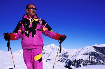 France, Savoie, Serge Blanc Gonnet, ski run supervisor in winter, on the ski slopes of the Beaufortin