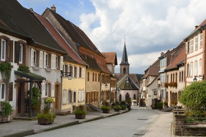 France, Bas-Rhin, parc regional des Vosges du nord (Northern Vosges Regional Natural Park), La Petite Pierre, main Street