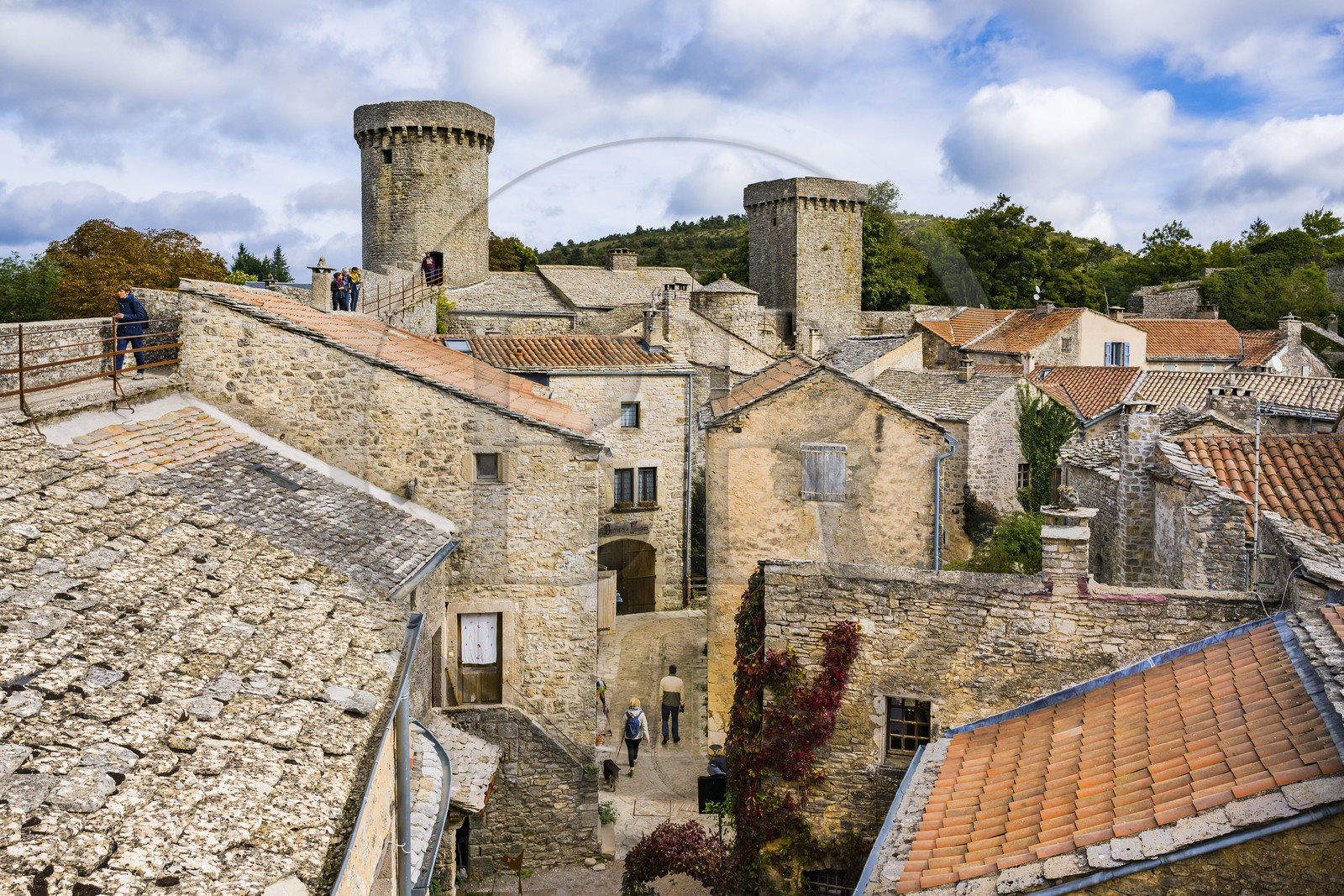 France, Aveyron (12), Causses et les Cévennes, paysage culturel de l'agro-pastoralisme méditerranéen, classés Patrimoine Mondial de l'UNESCO, La Couvertoirade, labellisé Les Plus Beaux Villages de France, village fortifié sur le plateau du Larzac