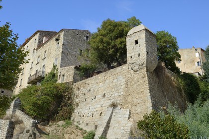 France, Corse du Sud, Sartene, fortifications with a 16th century watchtower housing the restaurant Le Jardin de l’Echauguette
