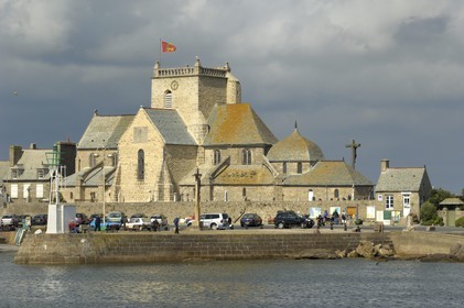 France, Manche, Val de Saire, Barfleur, labelled Les Plus Beaux Villages de France (The Most Beautiful Villages of France), port at high tide
