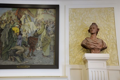 France, Herault, Beziers, city hall, fresco in the city Council Chambers