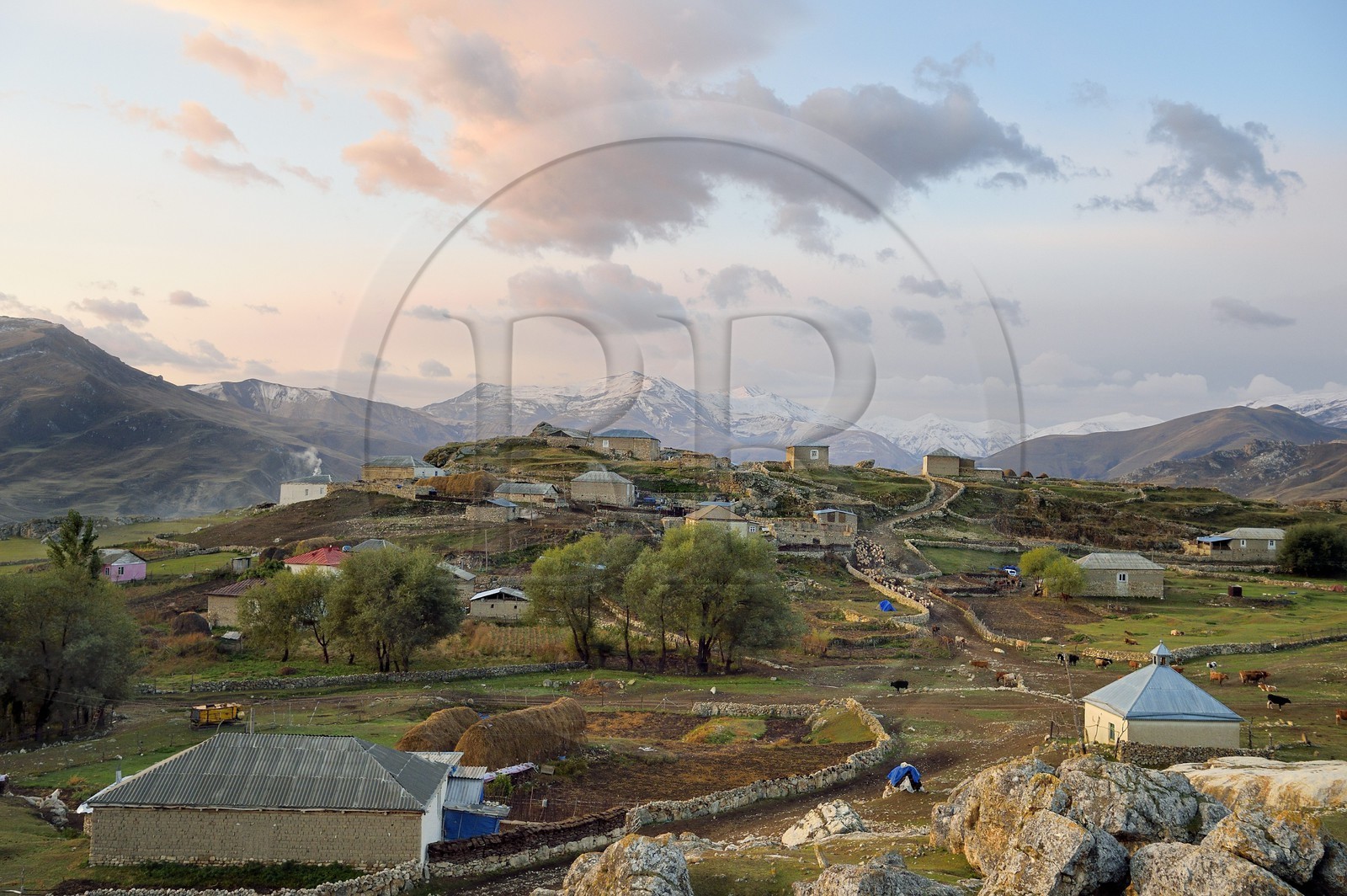 Azerbaijan, Quba (Guba) region, Greater Caucasus mountain range, village of Giriz at dawn