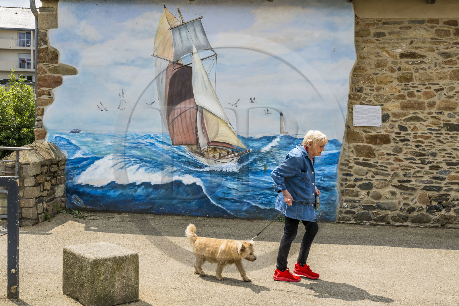 France, Côtes d'Armor (22), Paimpol, fresque illustrant le retour des islandais