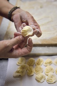 France, Alpes-Maritimes, Roya Valley (Nice hinterland), Tende, sugelli, homespun pasta prepared today for festive and family meals in the Roya Valley
