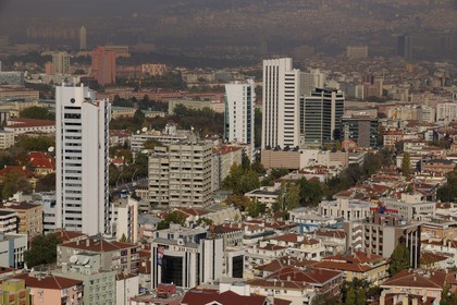 Turkey, Central Anatolia, Ankara, district of the modern city, the buildings that line the main street Ataturk Boulevard